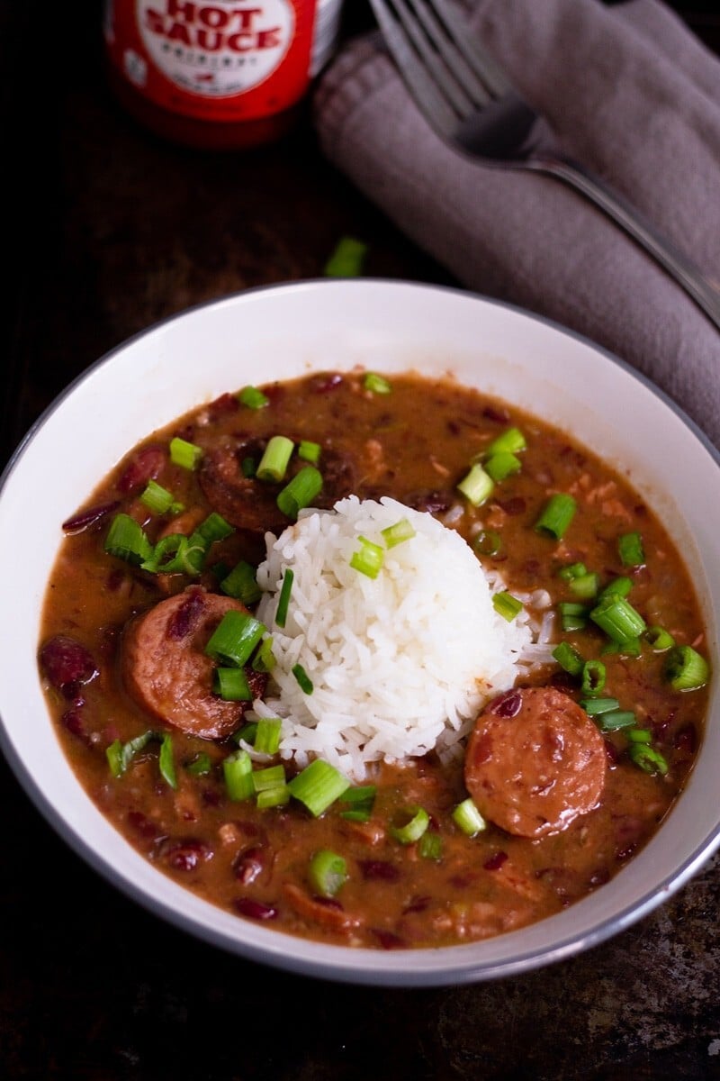 Red beans and rice with chives