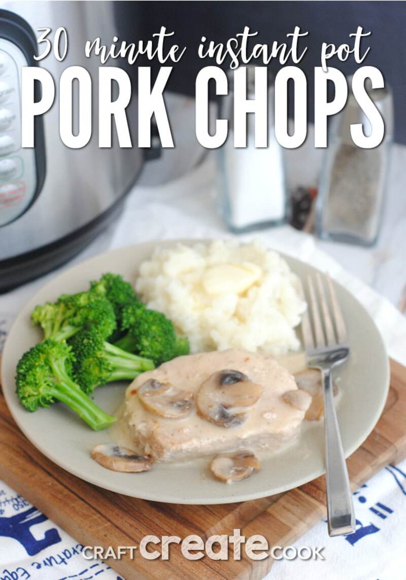 Pork chops on plate with broccoli and potato