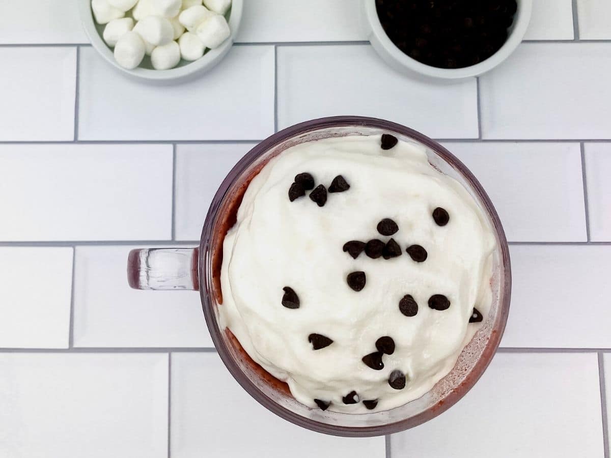 Cocoa with chocolate chips on top