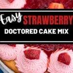 Strawberry cake on platter