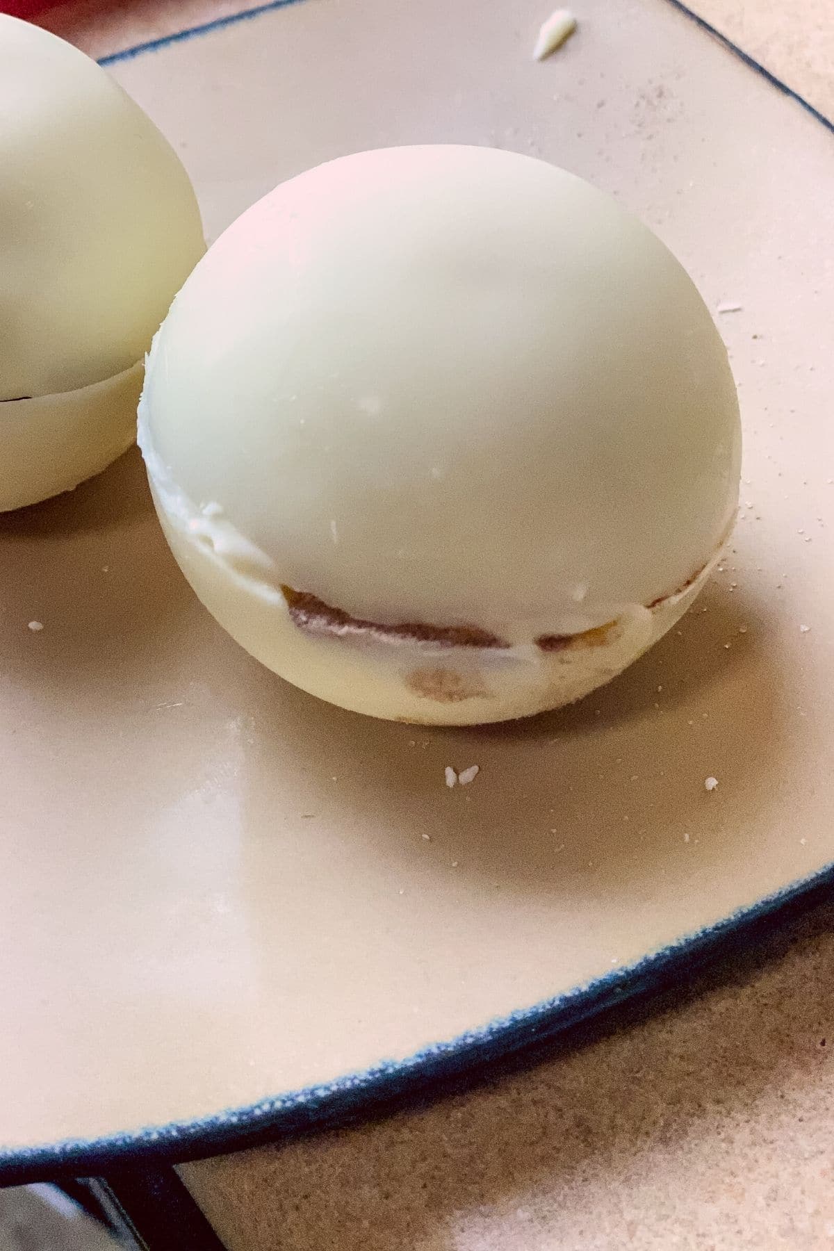 White chocolate bomb on plate