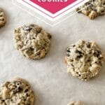Baked cookies and cream cookies on baking sheet