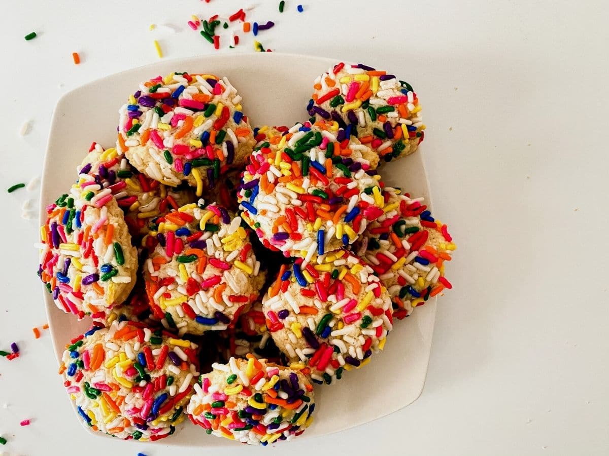 Cream cheese cookies with sprinkles on plate