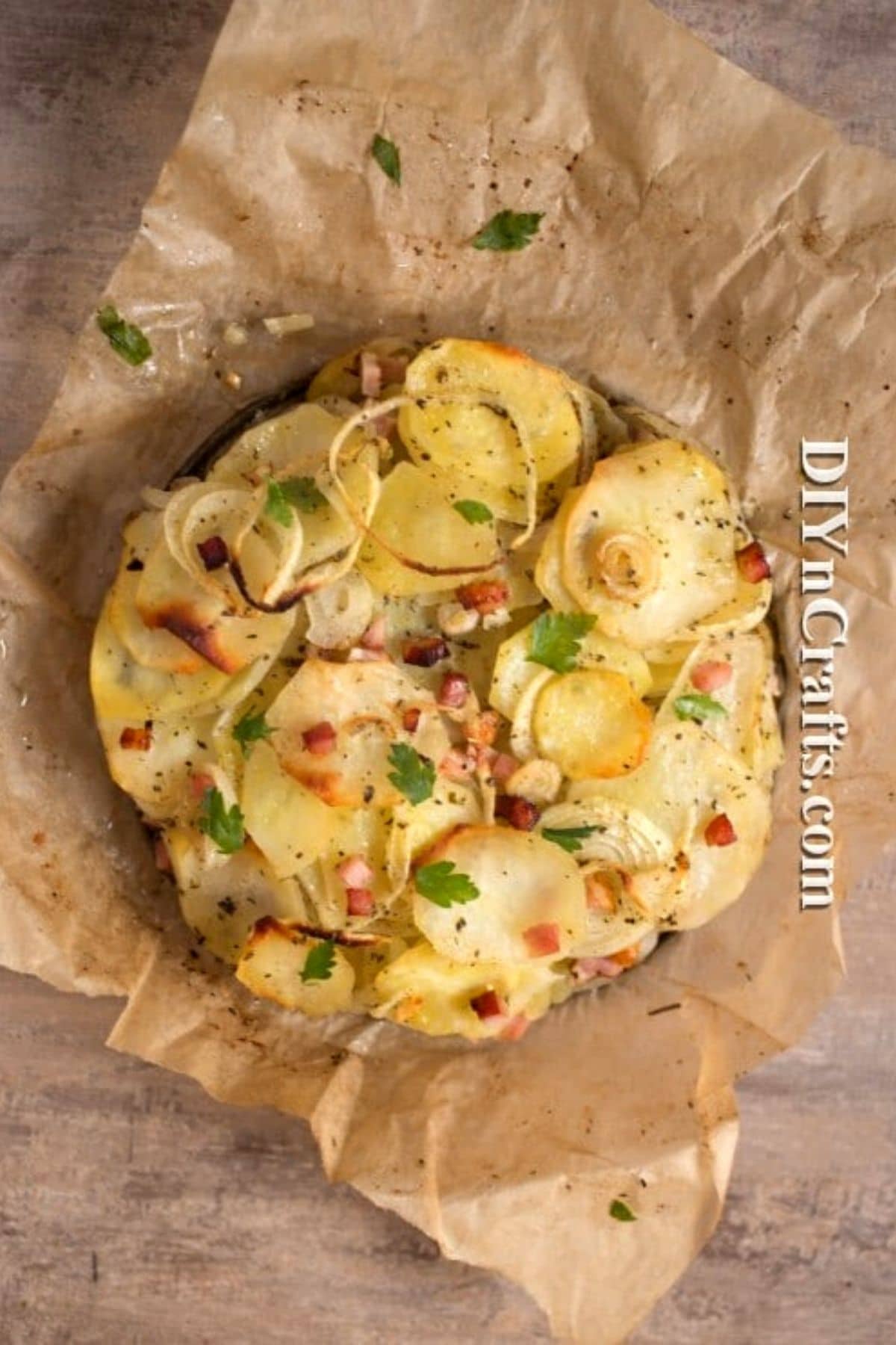 Potato cake with onions