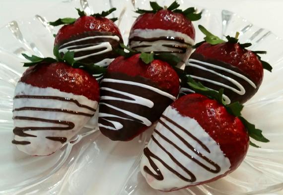 Fake Strawberries Dipped JUMBO Dark Chocolate & White | Etsy