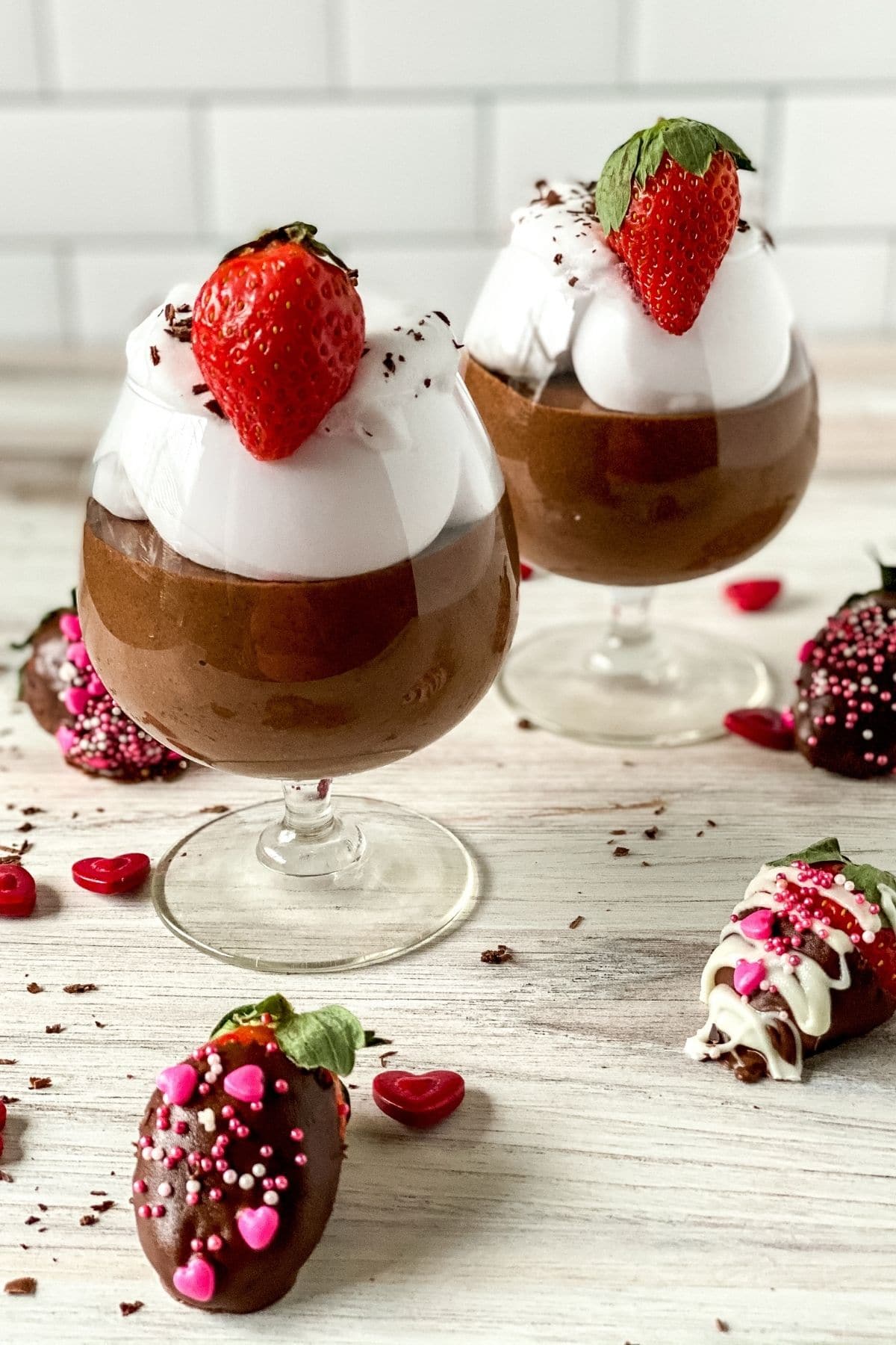 Glass dessert cup of chocolate mousse