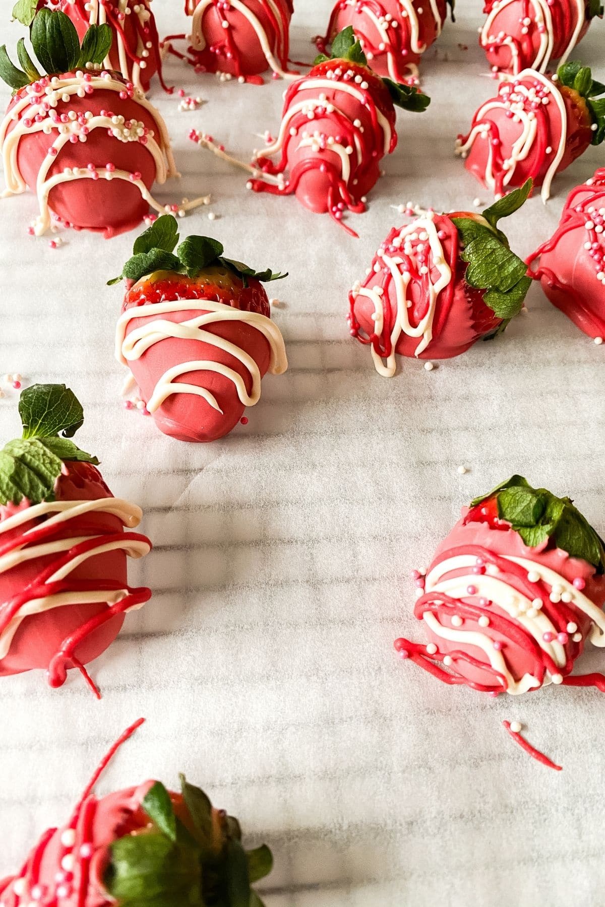 Dipped strawberries on parchment