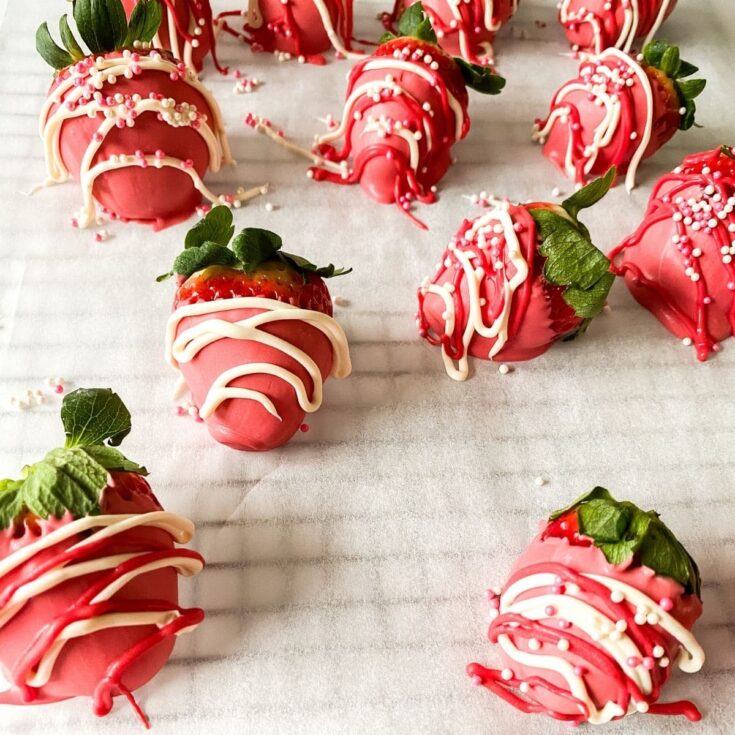 Dipped strawberries on parchment