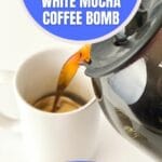 Pouring coffee over coffee bomb