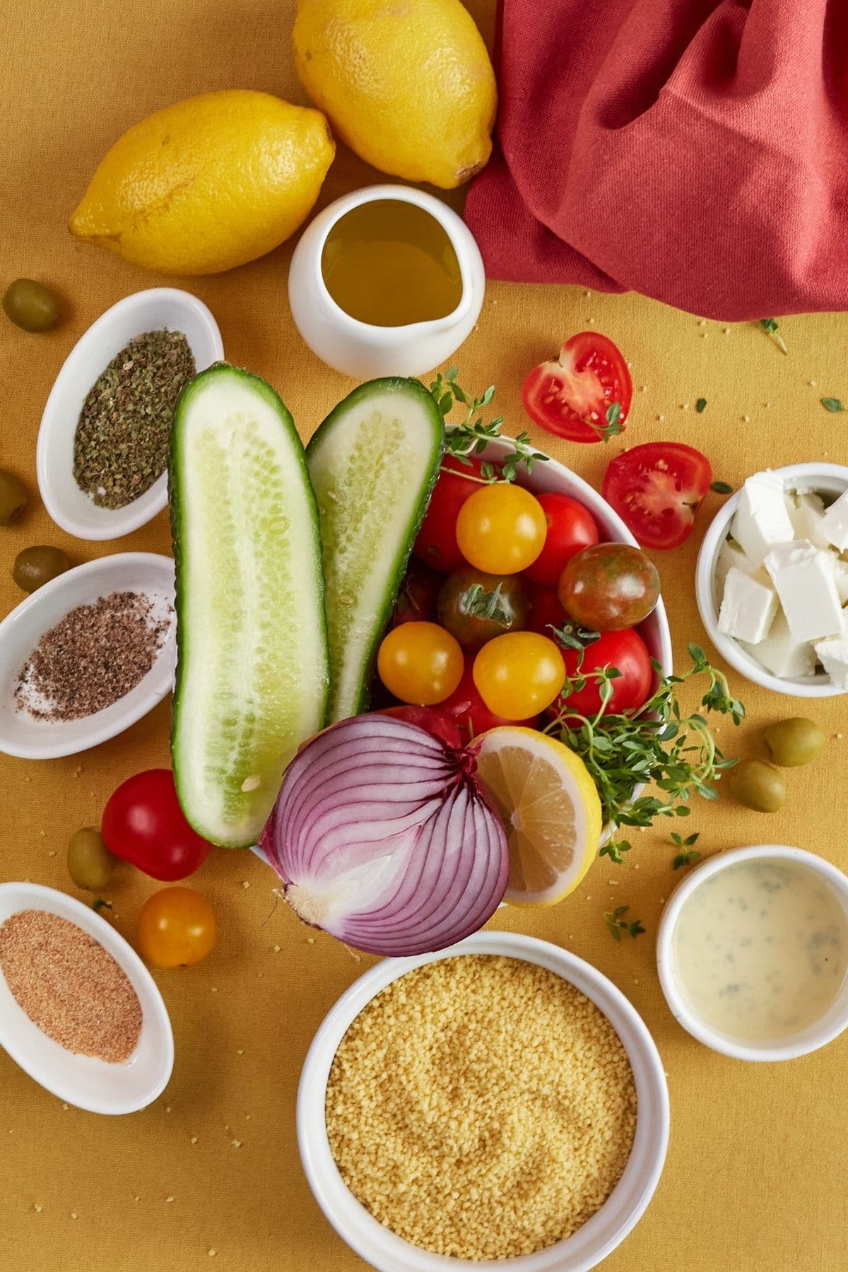 Ingredients for couscous salad