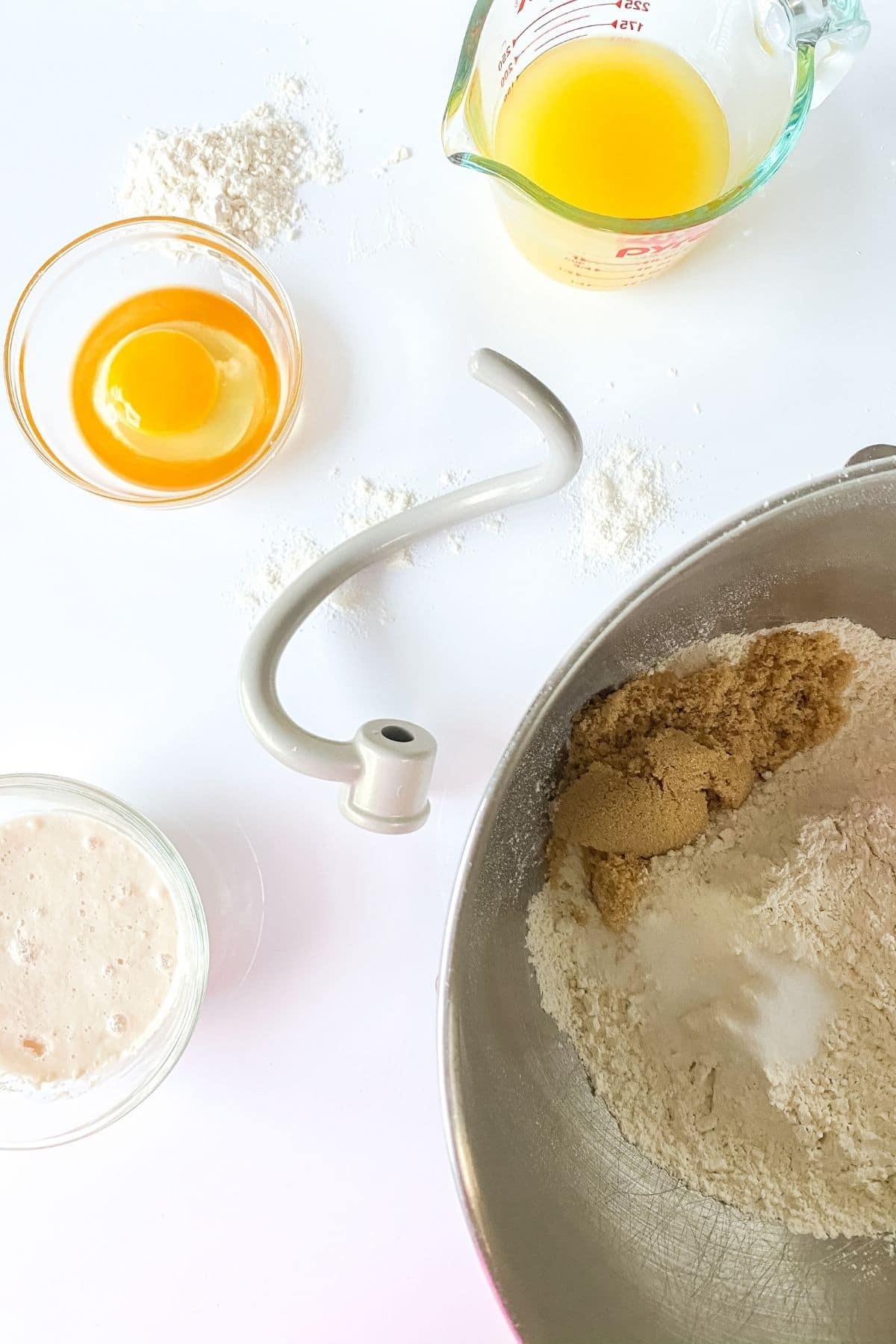 Mixing yeast in bowl