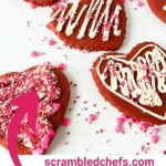 Iced red velvet heart cookies