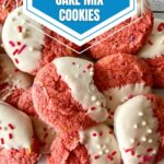 Stack of strawberry cake mix cookies