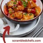 Sweet and sour chicken in bowl