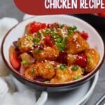 Sweet and sour chicken in bowl