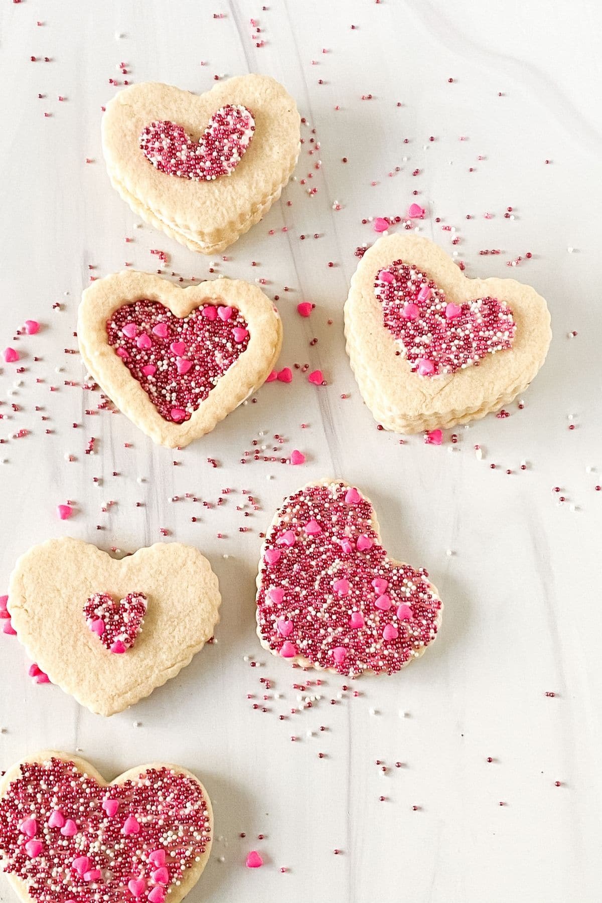 Valentine's Day Sugar cookies on white table