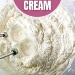 Beating whipped cream in bowl