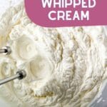 Beating whipped cream in bowl