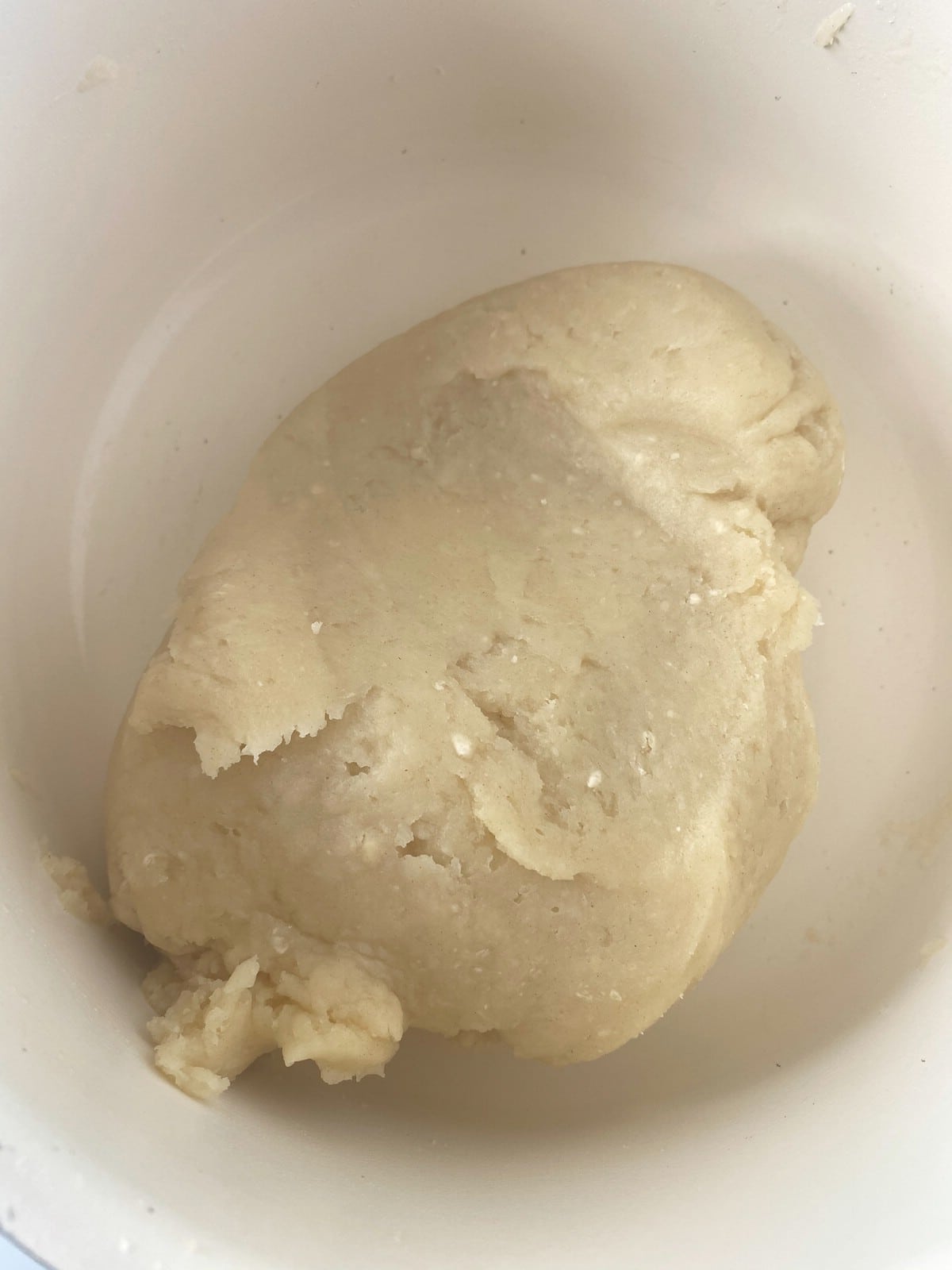 Thick dough in saucepan
