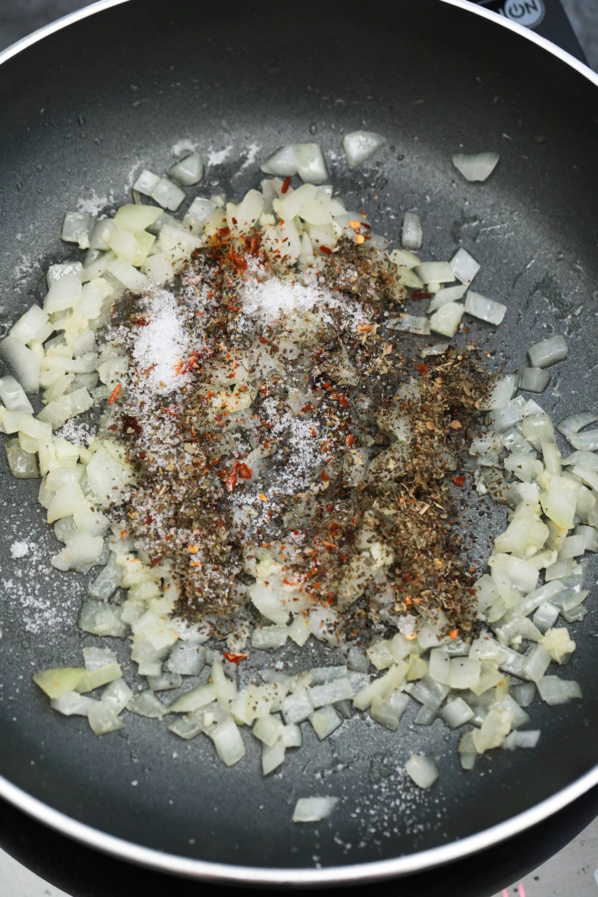 Sauteeing onions in skillet