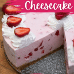No bake strawberry cheesecake with missing piece