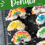 Rainbow donuts on cooling rack