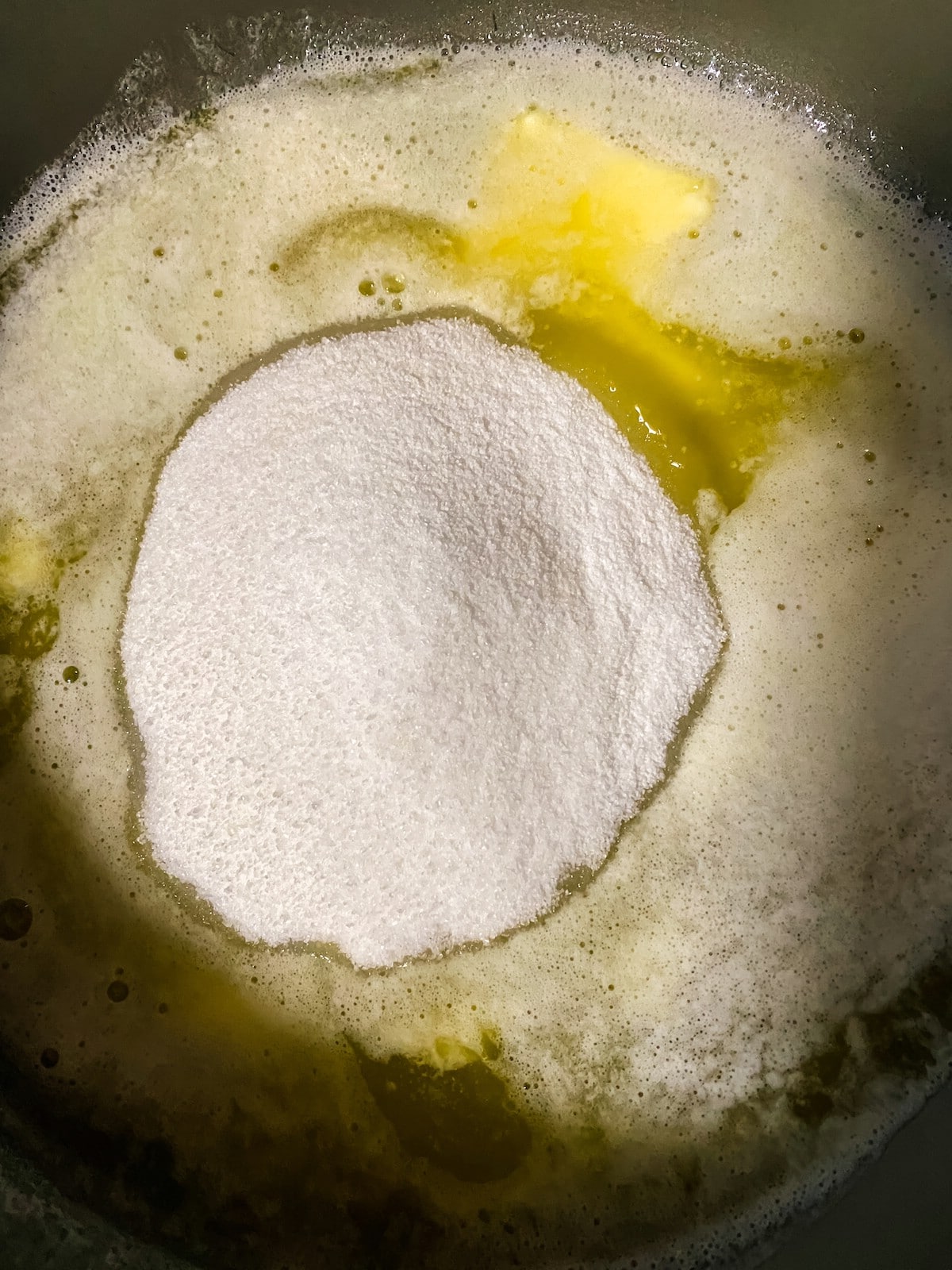 Sugar and butter in skillet