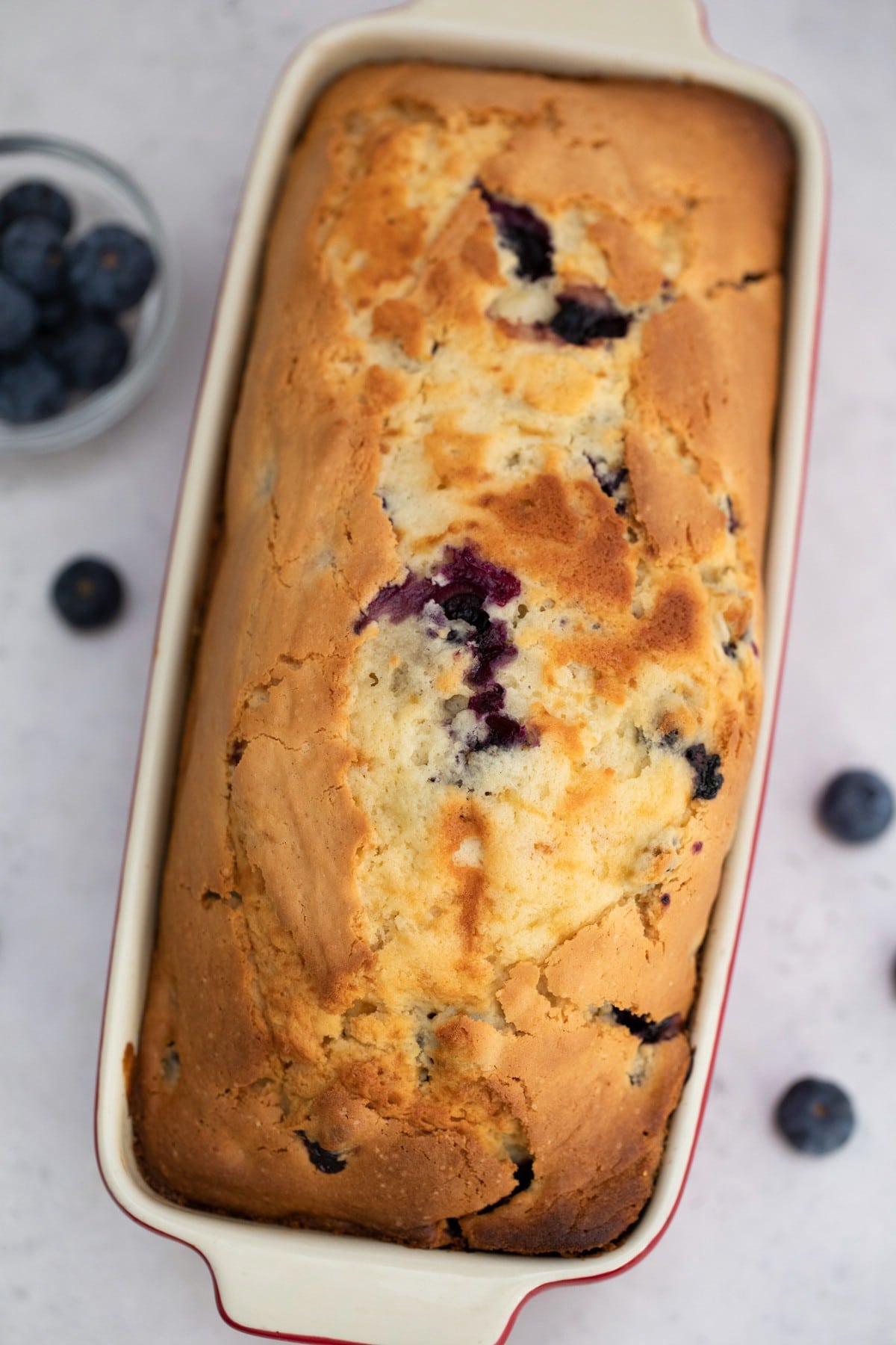 Blueberry brad in loaf pan