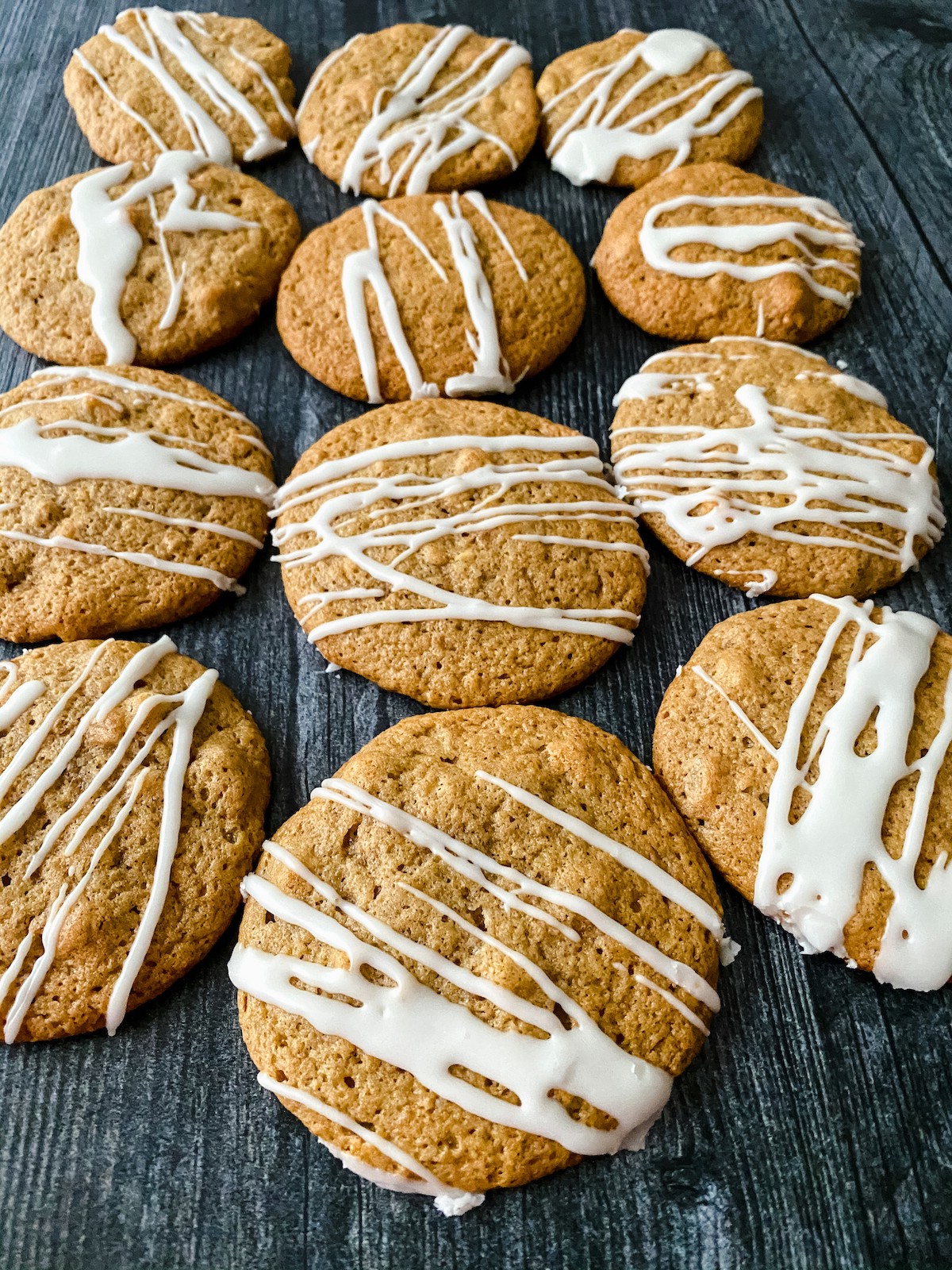Brown butter cookies on black table