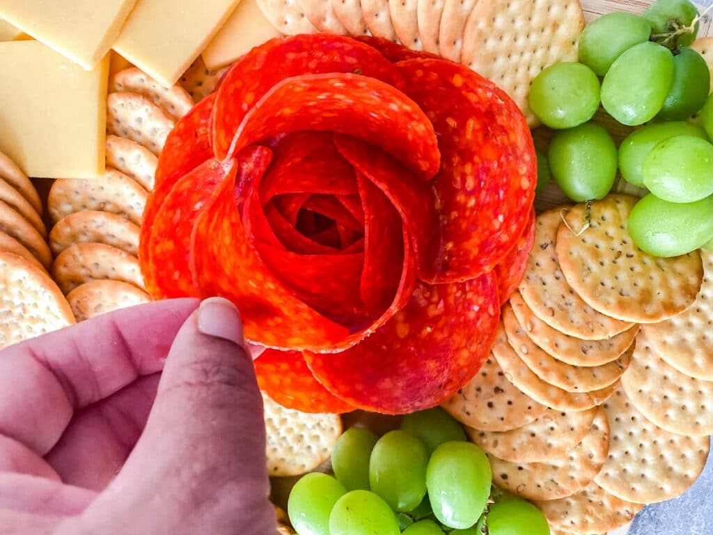 Meat Roses On Stick How to Make Meat Roses for Charcuterie Boards - Scrambled Chefs