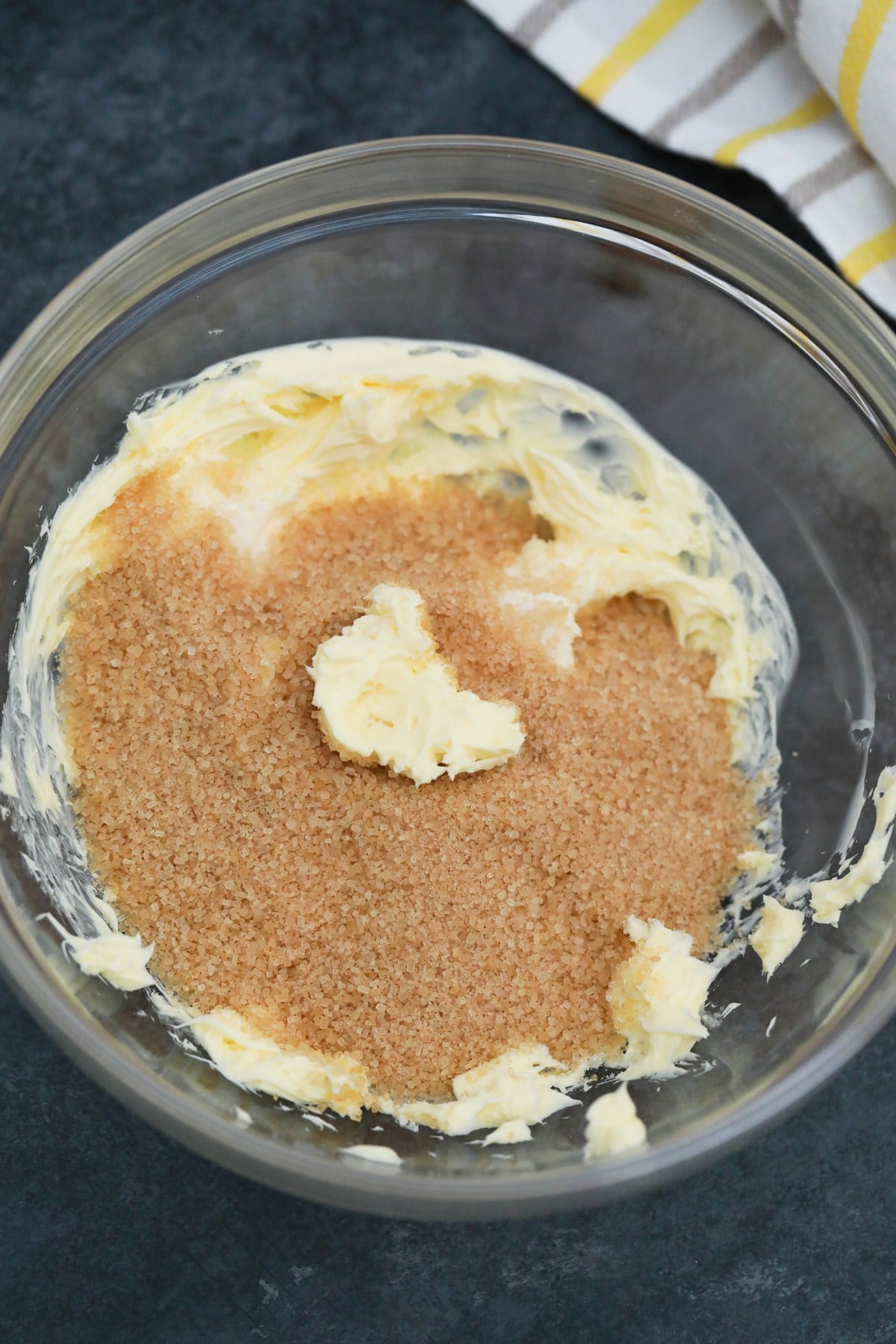 Mixing cookie dough in bowl