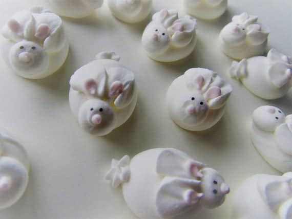 1 dozen edible royal icing white rabbits 1 inch Bunnies | Etsy