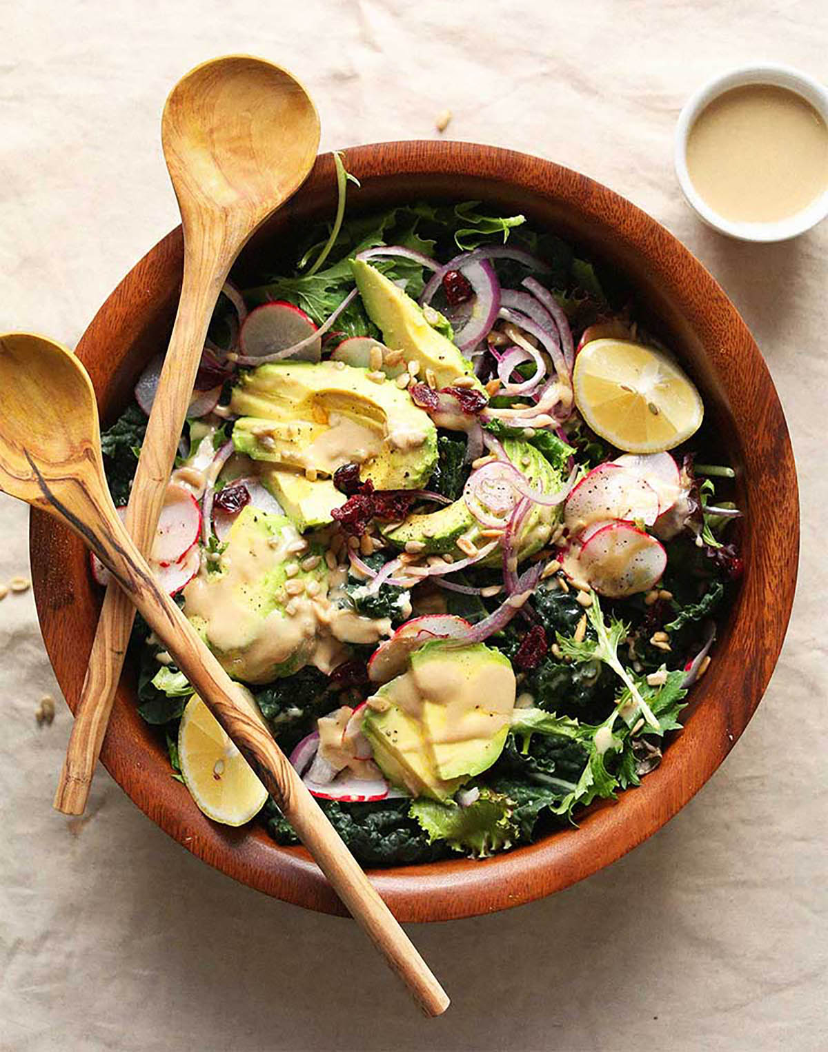 5-Minute Green Salad With No-Mix Tahini Dressing