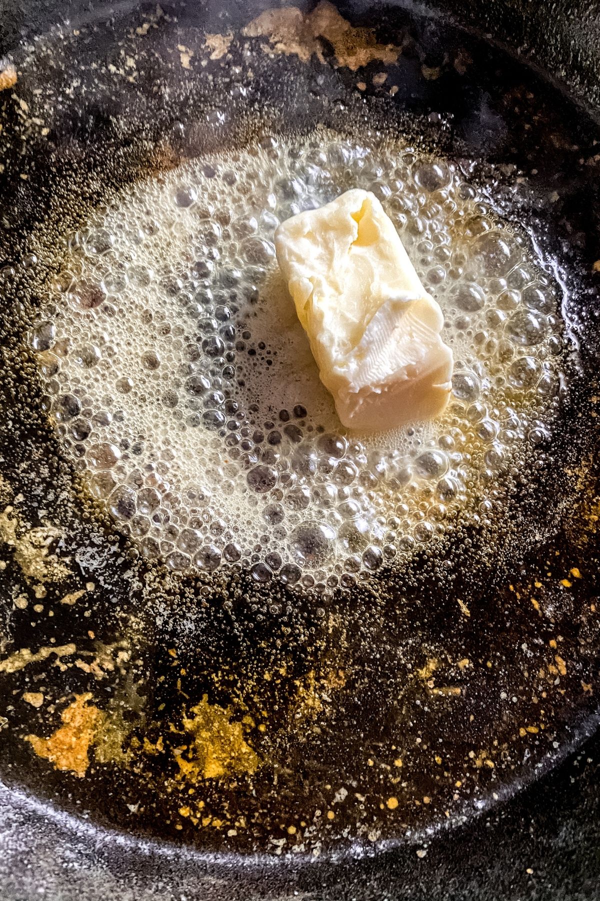 Butter melting in skillet