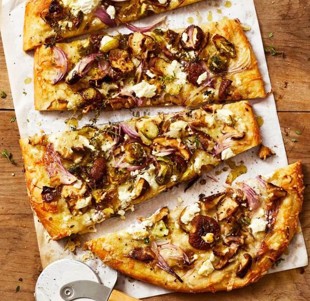 Mushroom and Brussels Sprouts Pizza