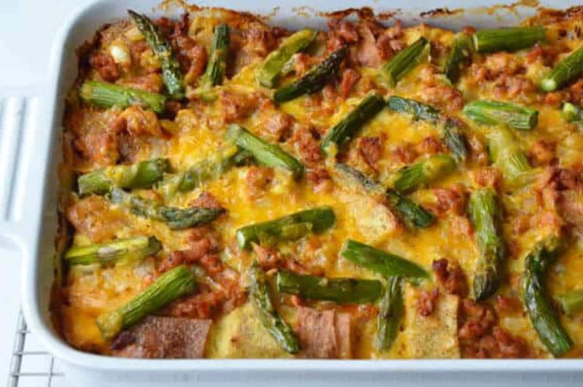 Overnight egg and breakfast sausage strata