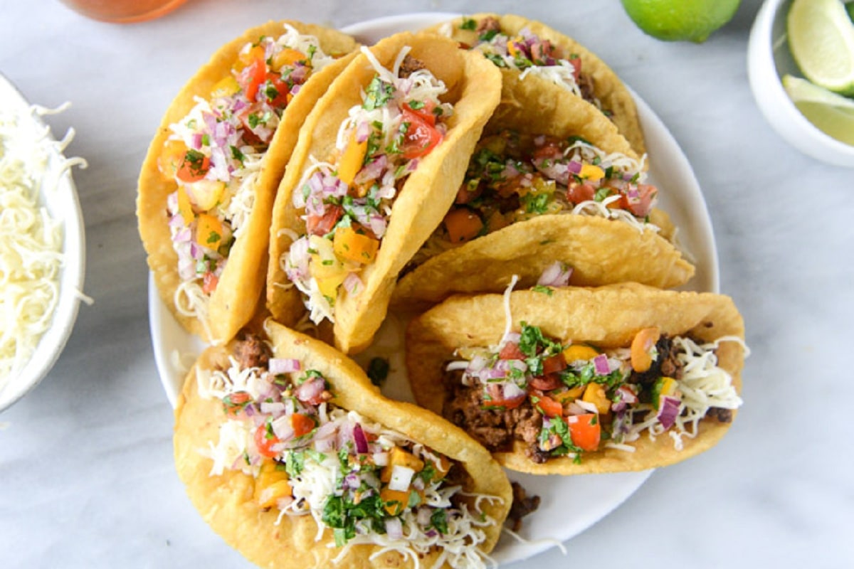 A plate of Puffy Beef Tacos