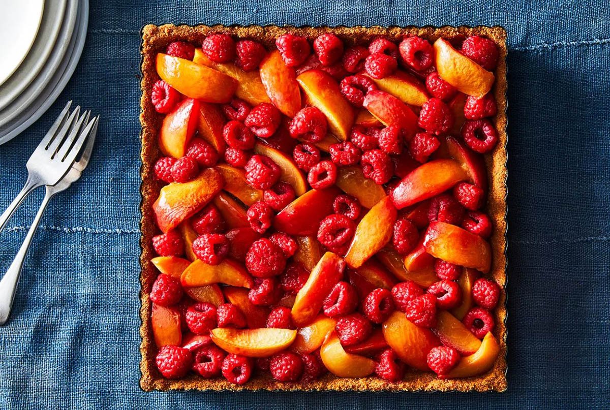 Roasted Raspberry Peach Tart