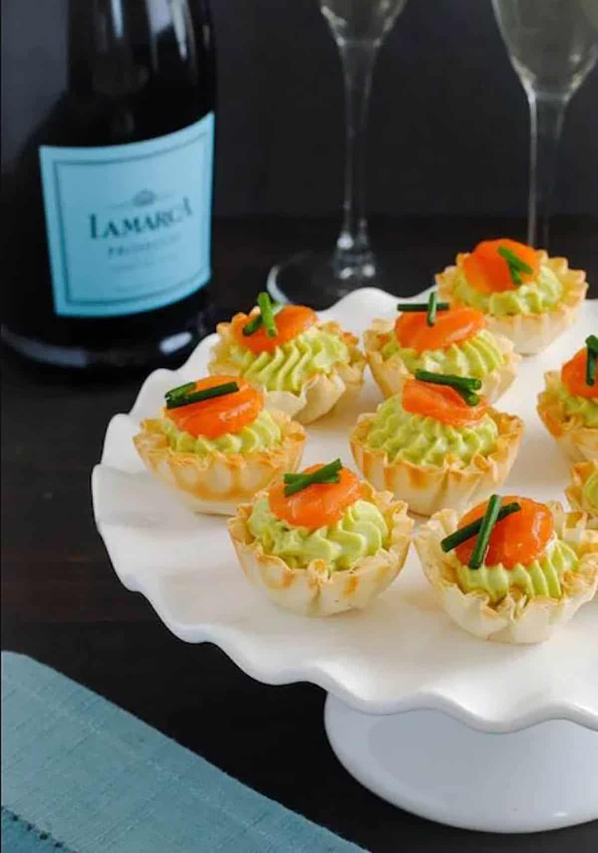 Smoked Salmon And Avocado Mousse garnished with sliced chives