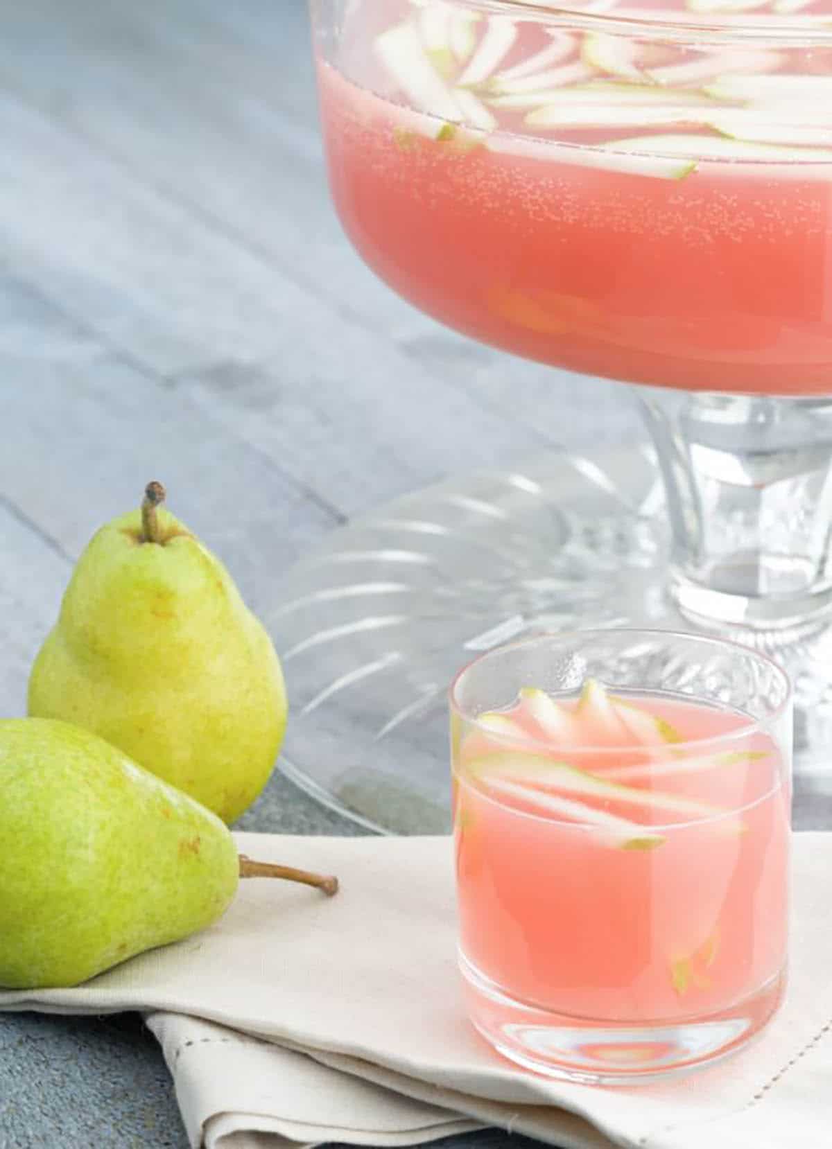 Sparkling Pear Prosecco Punch in a glass