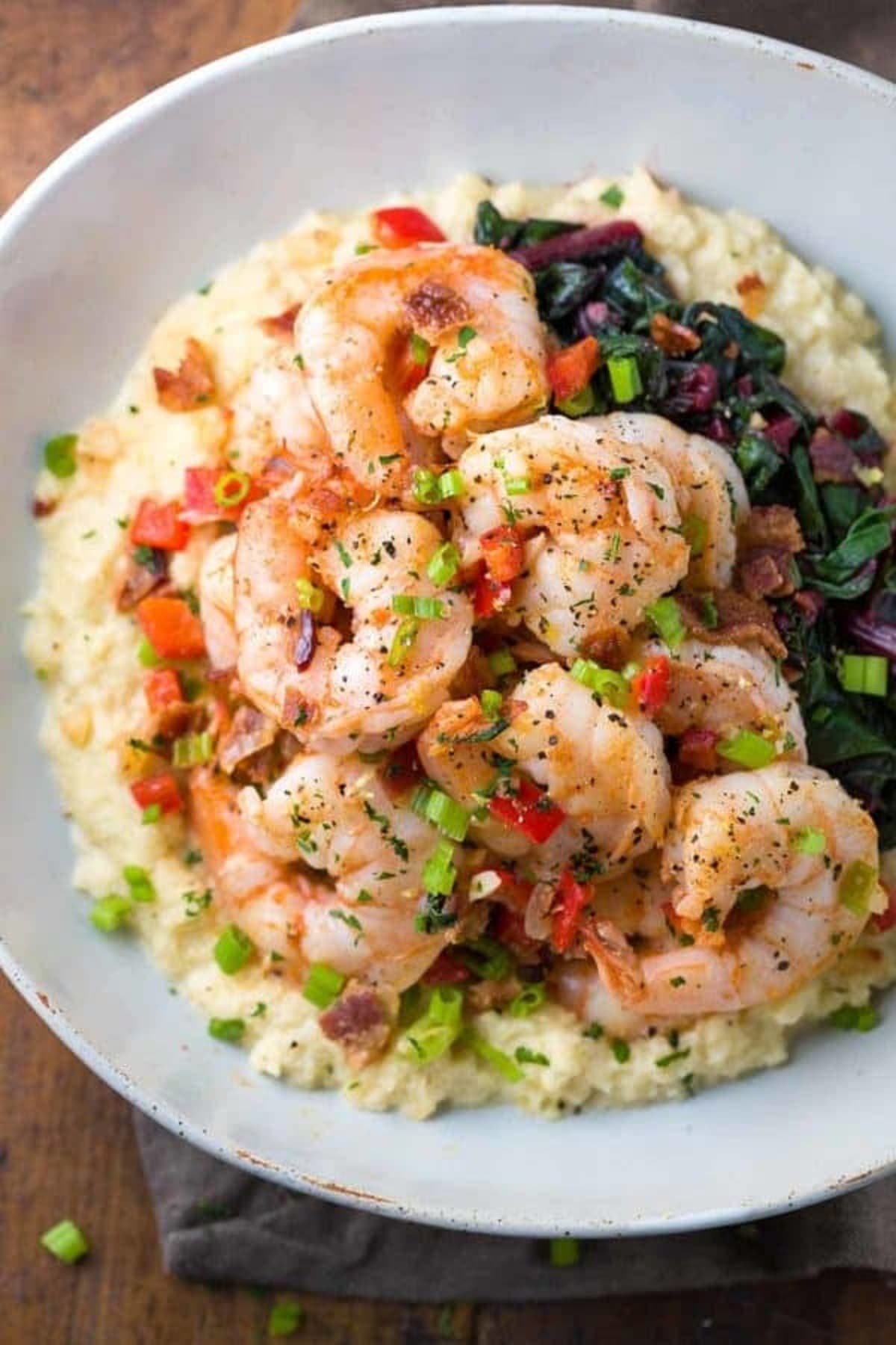 Spicy Shrimp with Cauliflower Grits