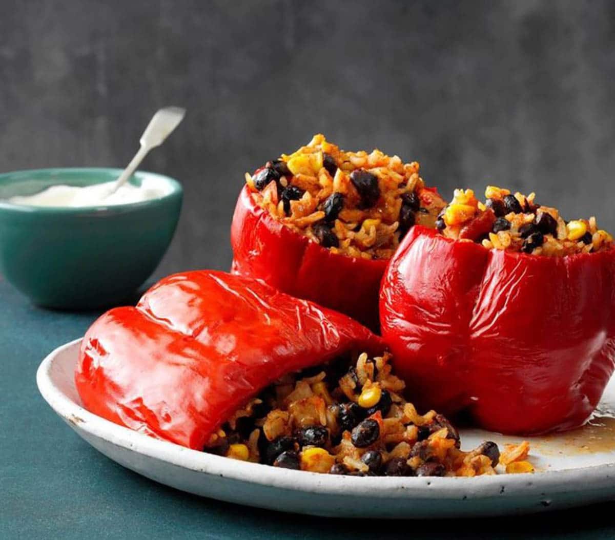 Stuffed bell Peppers on a plate 