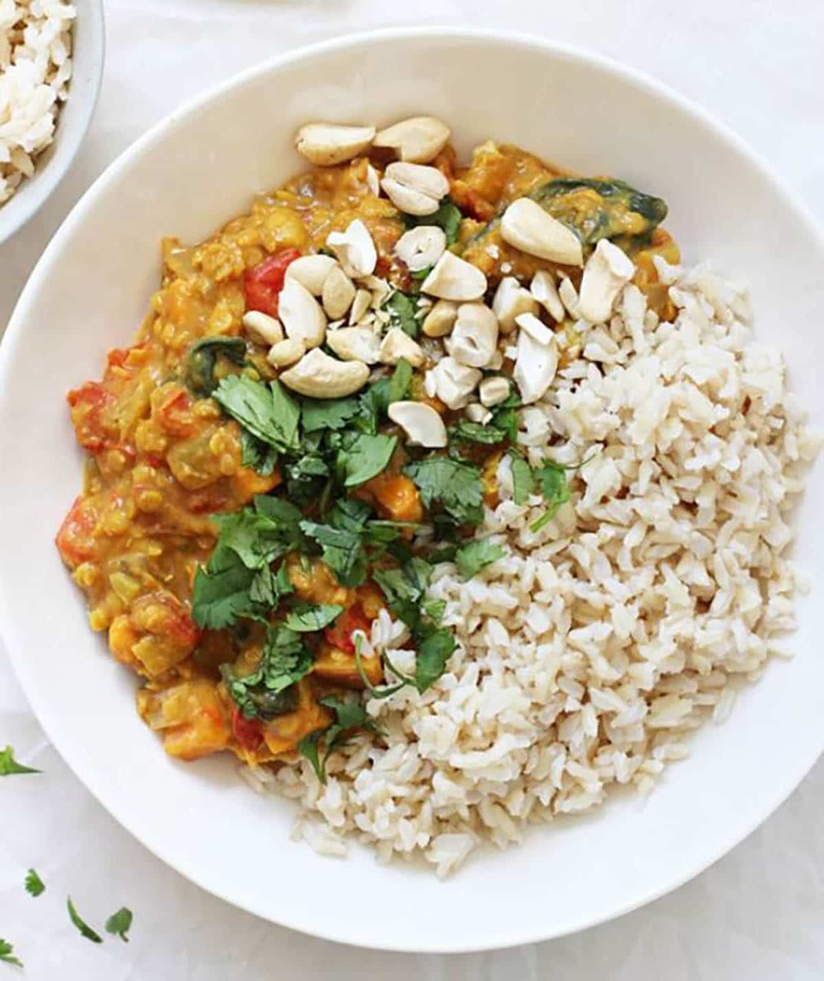 Sweet Potato and Coconut Curry on a plate