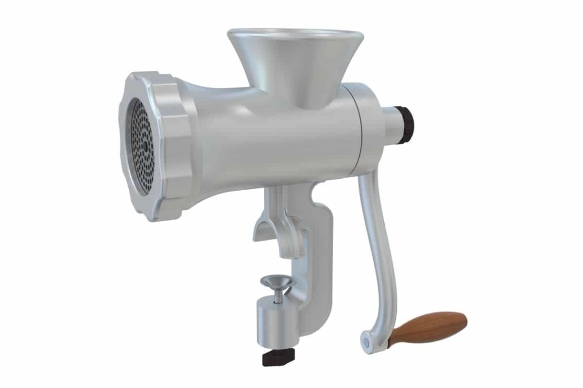 Silver Manual Meat Grinder with Wooden Handle