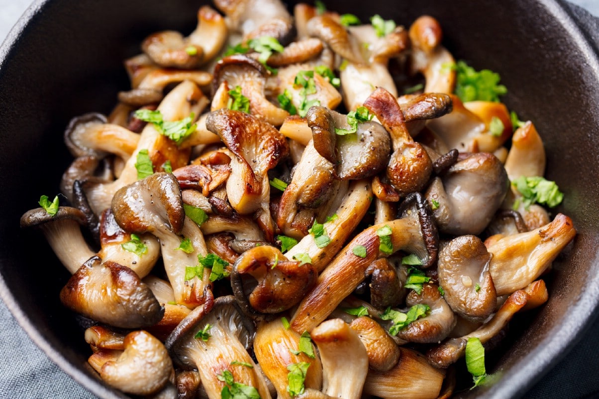 Mushroom meal cooked in an electric wok.
