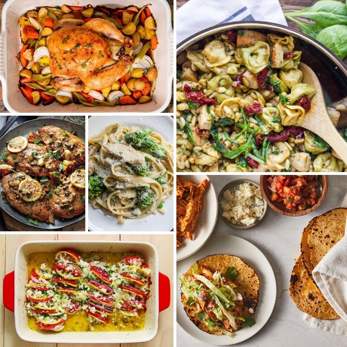 Collage image of chicken recipes