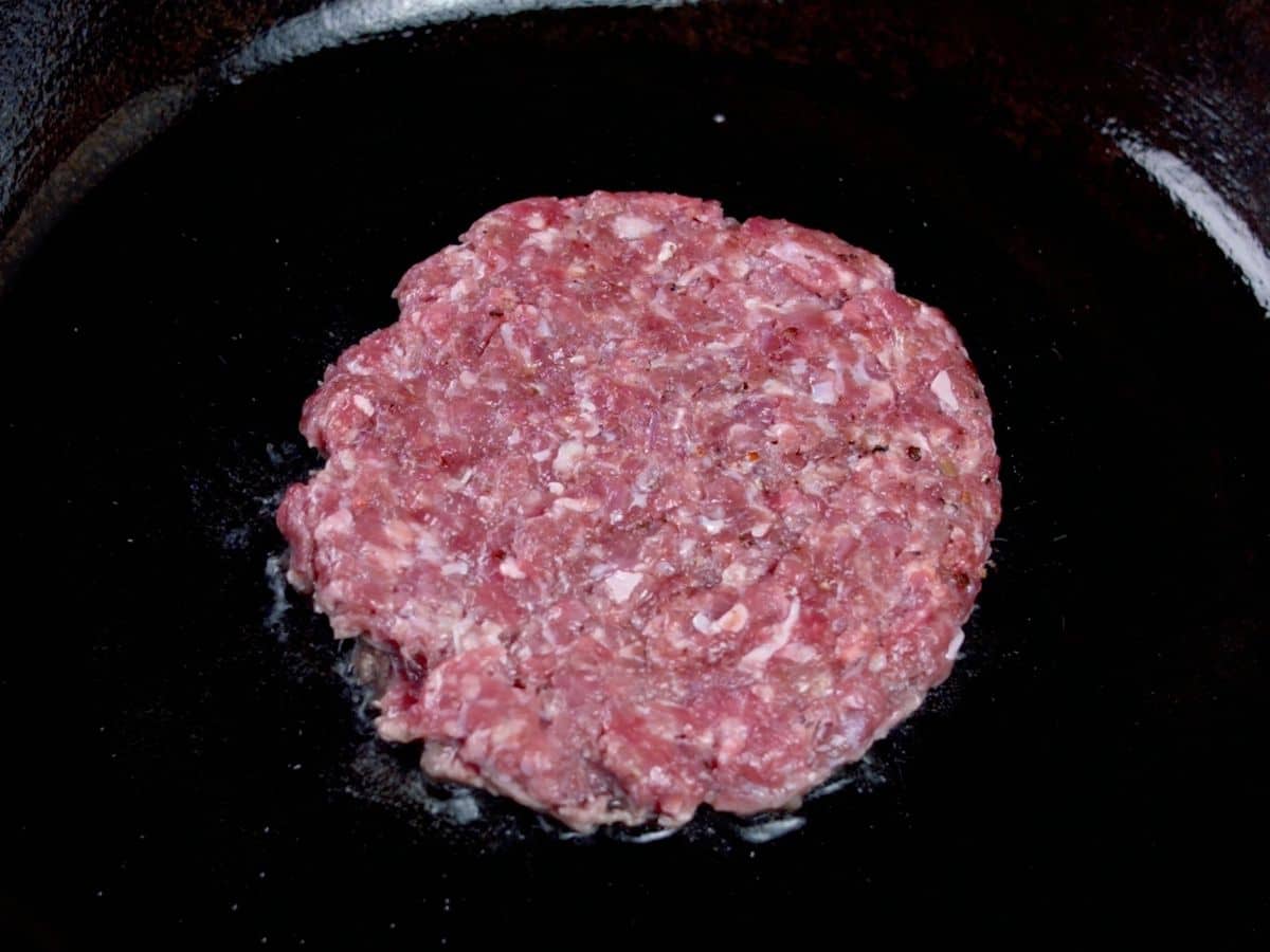 Hamburger in cast iron skillet