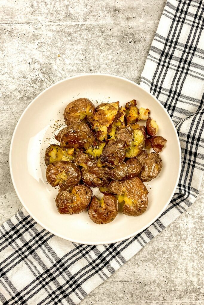 Garlic Herb Roasted Smashed Potatoes - Scrambled Chefs
