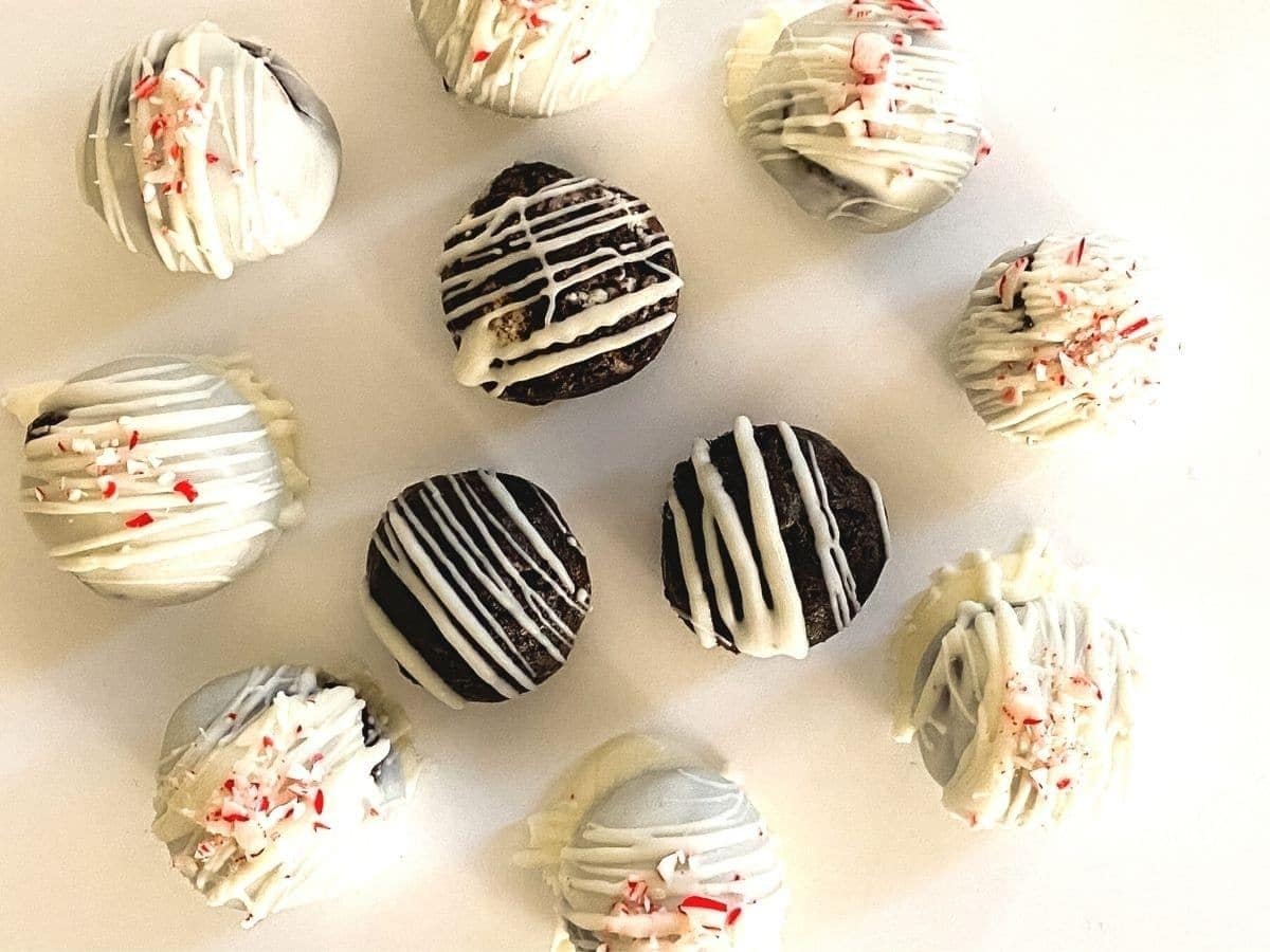 truffles with white and dark chocolate coating and sprinkles