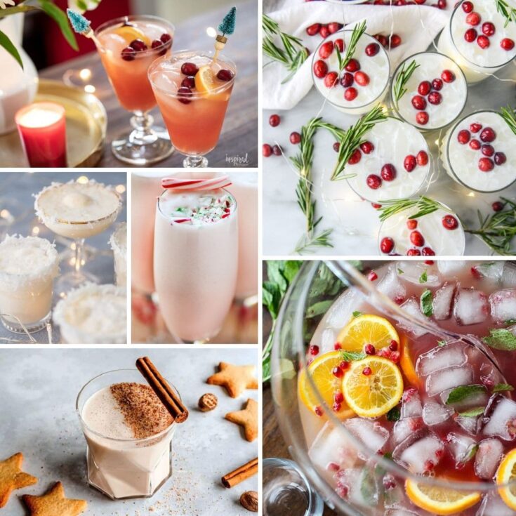 square collage image of various holiday drinks